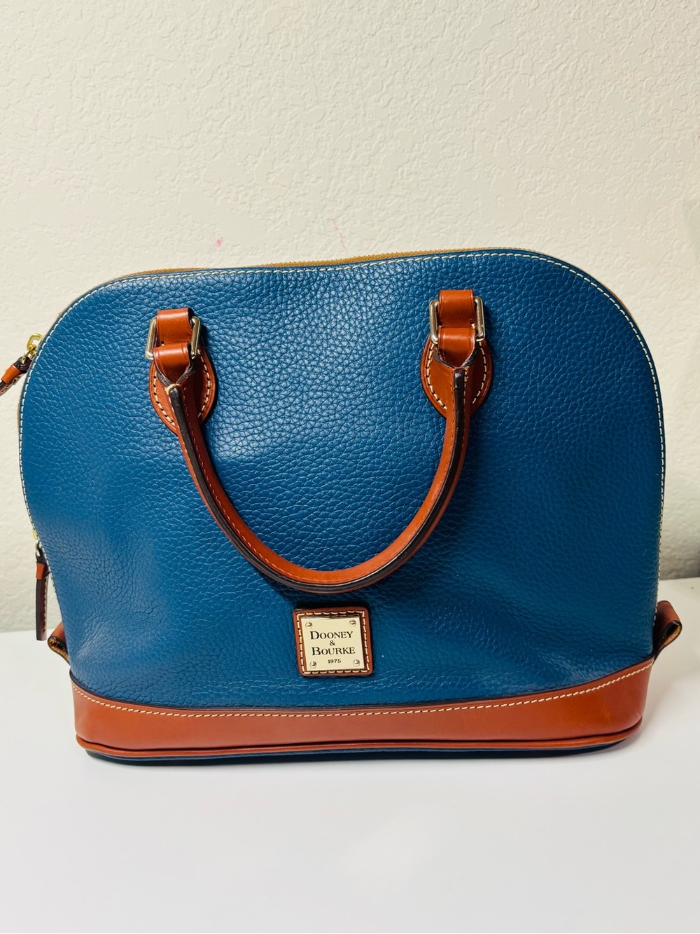 Dooney & Bourke Blue Leather Zip Zip Satchel/ Shoulder Bag